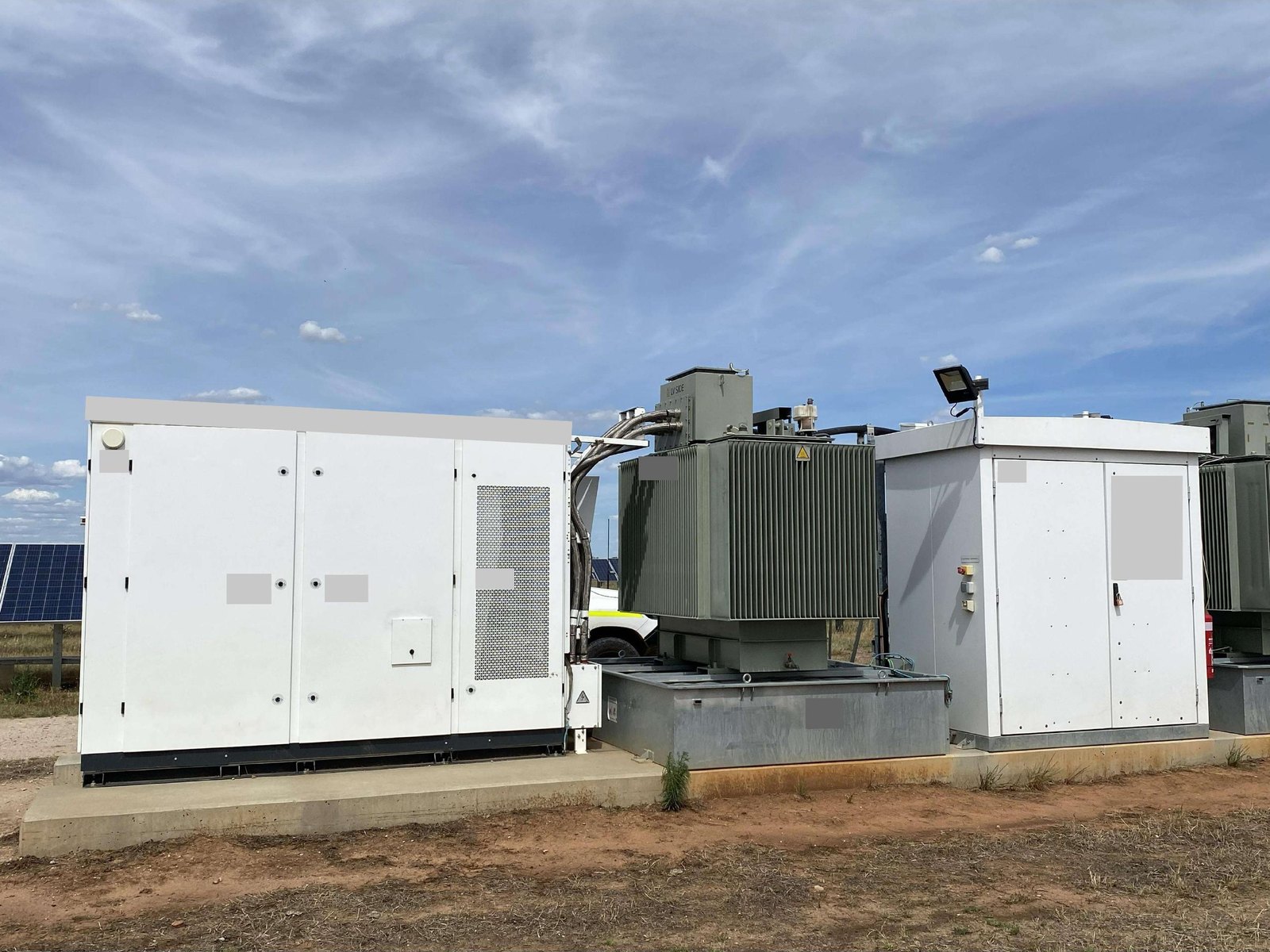 Inverter block — Inverter cabinet, inverter transformer and ring main unit within the PV array